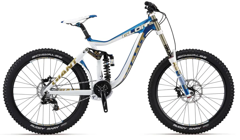 blue and white giant mountain bike