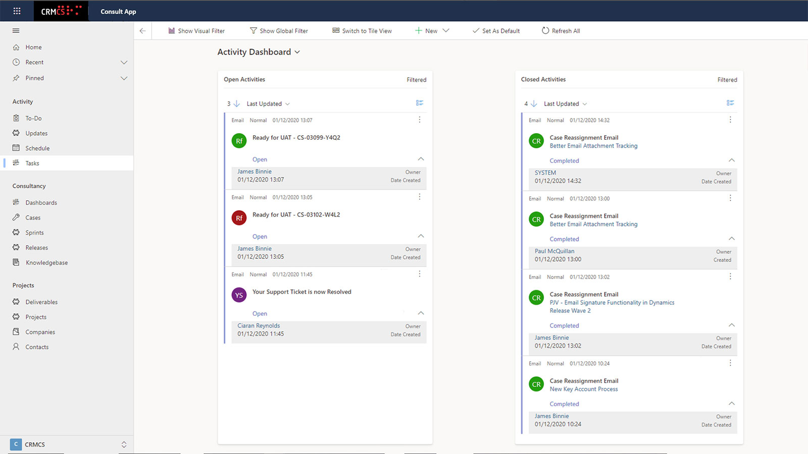 Dynamics 365 Consultancy Screenshot | CRMCS Microsoft Consultants